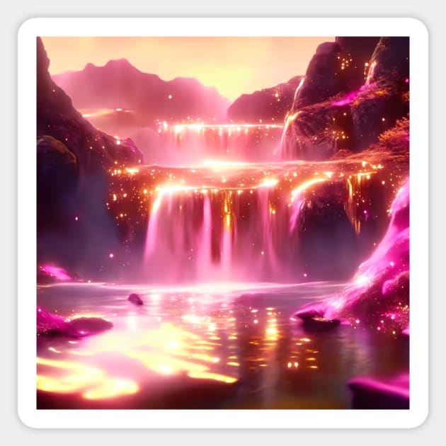 Fantasy pink gold waterfall Sticker by Lilbangdesigns